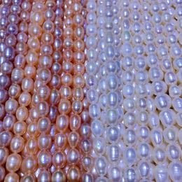 100% Pure Natural Fresh Water Pearls 7-8mm leucorrhea Metre shaped Growth stria Pearl semi-finished 34-36cm for DIY Bracelet