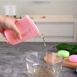 250ml Food Measuring Cup Semi-permeable Double-scale Silicone Measuring Cup Graduated Beaker Cooking Baking Kitchen Measurings Tool