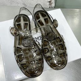 Sapatos de grife de designer sand￡lias masculinas transparentes sand￡lias de borracha de borracha assim￩trica de fivela de fivela de fivela de metal de tigre sand￡lias Sand￡lias de ver￣o com caixa no369