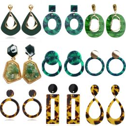Dangle & Chandelier Korean Green Round Acrylic Earrings Geometric Statement Pendant 2022 Fashion Ladies Girls Jewellery AccessoriesDangle