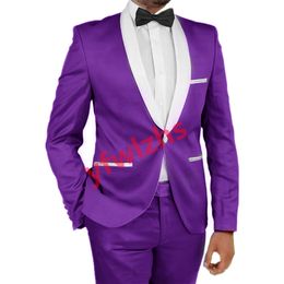 Classic One Button Wedding Tuxedos Shawl Lapel Mens Suit Two Pieces Formal Business Mens Jacket Blazer Groom Tuxedo Coat Pants 01210