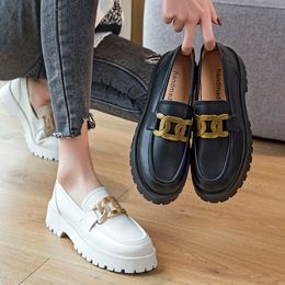 Women's Leather Shoes Loafers Pumps Elegant Medium Platform Sneakers Girls Wedges Large Size