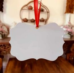 100pcs Christmas Tree Decorations Sublimation DIY White Blank Aluminium IrregularShaped Festive Pendant Fast