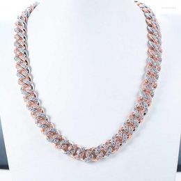 Chains Hip Hop Jewellery Double Colour 18 Inch Stylish Chain Style 12mm Silver Rose Gold Cuban Link For UnisexChains ChainsChains Heal22