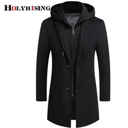 Holyrising men Long detachable Hood woolen coat Fashion men coat jacket M manteau homme men wool Jackst 19041 5 LJ201110