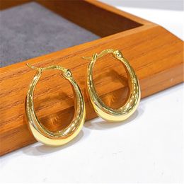 925 Silver Needle Hoop Big Circle Earrings Gold Plated High Polished Statement Jewellery for Women Tenn Girls