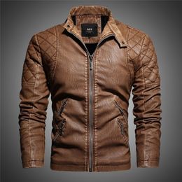 Mens Leather Jacket Winter Coat Street Fashion Casual Wear Pleated Drsigned Zipper Jacket Motorcycle Jackets For Men Fur Lined 201126