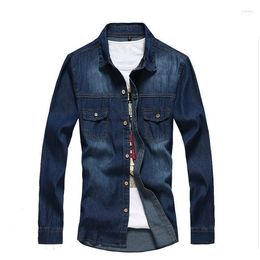 Men's Jackets Jeans Solid Color Jacket Men Long Sleeve Coat Cotton Tops Autumn For Man1