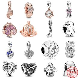 925 Silver Fit Pandora Charm 925 Bracelet Bracelet 925 Sterling Silver queen Shoes family heart charms set Pendant DIY Fine Beads Jewellery