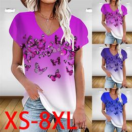 Fashion Print Ladies T-shirt Loose Summer Women's Tops T-shirt Gradient Butterfly Casual Comfortable Plus Size Women Tops 220511