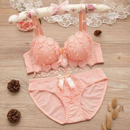 Girls Cheap Bra Set Padded Push Up Lingerie Plus Size Lace Sexy Underwear Ab 70-85 nd For Women L220726