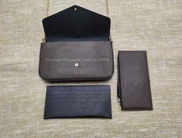 Women Shoulder bags wallets 3pcs/set clutch Handbags High Quality Leather Lady Chain Cross body Messenger bag Card holder Purse