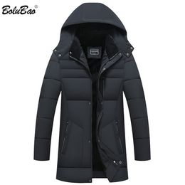 BOLUBAO Winter Men Brand Solid Colour Hooded Parkas Mens High Quality Long Parkas Casual Hooded Parkas Outerwear 201210