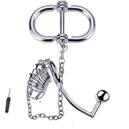 NXY Chastity Device Sex Products Sm Metal Lock Anti Derailment Bird Cage Confinement Abstinence Masturbation Handcuffs Qq for Men 0416