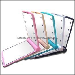 Mirrors Home Decor Garden Led Cosmetic Mirror Abs Folding Solid Colour With Light Lamps Women Lady Makeup Pocket Portable Compact 8 08Jl M2