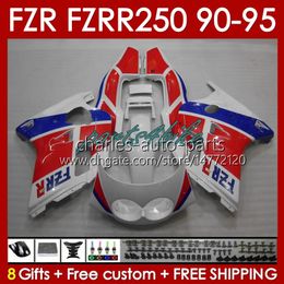 Body Kit For YAMAHA FZRR FZR 250R 250RR FZR 250 FZR250R FZR-250 143No.18 FZR-250R FZR250 R RR 90 91 92 93 94 95 FZR250RR 1990 1991 1992 1993 1994 1995 Fairing white red blk