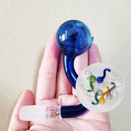 Bent Type 14mm Male Joint Glass Bowl 3cm Big Oil Ball Glass Pipe Thickness Tobacco Bowls Smoking Accessories Transparent Green Pink Yellow Blue Grey Mix Colour Gifts