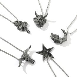 Pendant Necklaces Retro Punk Gothic Necklace Moon Skull Bull A Holiday Jewelry Accessory Gift For Fashion Hip-Hop FriendsPendant