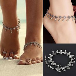 Anklets Huitan Simple Drop Ball Hollow Out Flower Design For Women Vintage Ethnic Style Elegant Female Anklet Jewelry Beach Wear Marc22