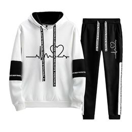 Women's Two Piece Pants Tracksuit Women Hoodies Sweatshirt And Sets Pullover Hooded Sweatshirts White Black Autumn Spring Outfits Suit Femal