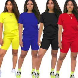 Casual Tracksuit Women 2 Piece Set Summer T Shirt And Shorts Suit Solid Colour Letter Print Short Sleeve Top Tees Ropa De Mujer LJ201125