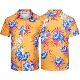 Europe Italy mens t shirts Spring Summer Men Hawaii Beach Casual Shirt Cool Hip hop Short Sleeve Yellow Green Graffiti Print