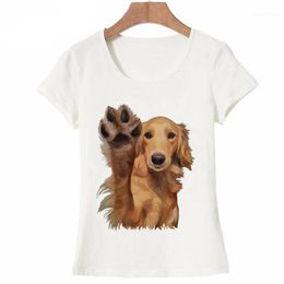 Women's T-Shirt Summer Fashion Women Hipster Golden Retriever High Five Print Dog Lovers Casual Tops Cool Girl Tees