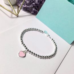 Hot sales Beaded Charm Bracelets For Women 925 Silver Top Quality Red Pink Blue Green Heart Charms Luxury Designer bracelet Jewelry Lady Gift With Original Bag