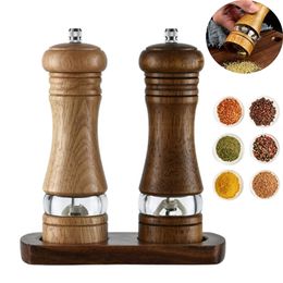 Manual Pepper Grinder Wooden Salt And Pepper Mill Multi-Purpose Cruet Kitchen Tool With Ceramic Grinder for Kitchen Household 220510
