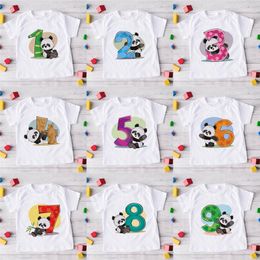 T-shirts Fashion Children Birthday Number 1-9 Panda Animal Cartoon Top T-shirt Boys Girls Gift Baby Clothes 1912T-shirts