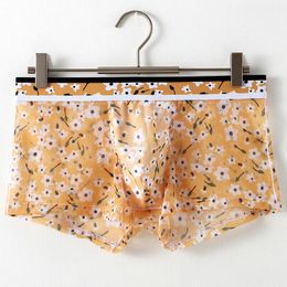 Underpants Ice Silk Underwear Transparent Men's Boxer Briefs U Convex Pouch Panties Calsoncillos Para Bikini Hombre Mens PantiesUnderpan