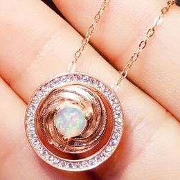 Lockets Natural Real White Opal Round Necklace Pendant Per Jewellery 0.35ct Gemstone 925 Sterling Silver Three Styles To Wear X216336