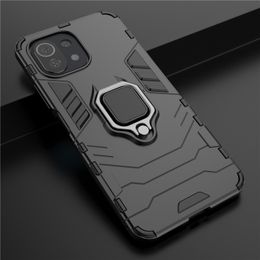 Ring Support Shockproof Armour Cases Tpu Shock Absorber Coke Fundas For Xiaomi Mi 11 Lite Soft Hard Silicone Pc Shell Back Protective Cover