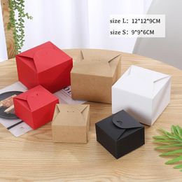small boxes UK - Gift Wrap 9x9x6cm*12x12x9cm Brown Red White Black Small Candy Box Wedding Party Favor Boxes Kraft Paper For Packaging 5 10pcs