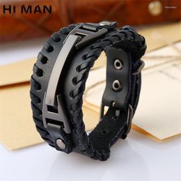 Charm Bracelets MAN Punk Vintage Leather Bracelet For Men Simple Personality Wristband Fashion Armband Friendship Gift Drop Inte22