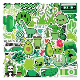 50pcs ins style green VSCO cartoon Waterproof PVC Stickers Pack For Fridge Car Suitcase Laptop Notebook Cup Phone Desk Bicycle Skateboard Case.