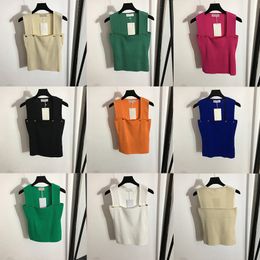 8 Colours Knit Tops Tanks Fashion Button Designer Vests Camis Summer Sleeveless Ladies Vest Trendy Soft Touch Female Tee