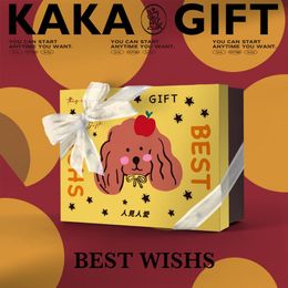 Gift Wrap Charm Birthday Box Packaging Rectangle Cute Dog Yellow Mystery Valentines Day Cajas Festive Party SuppliesGift