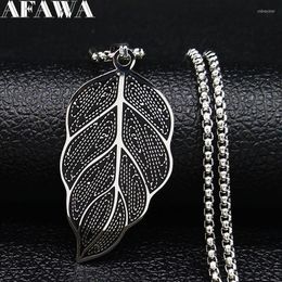 Pendant Necklaces Leaf Stainless Steel Chain Necklace Women Silver Colour Pendants Jewellery Acero Inoxidable Joyeria Mujer N564S02Pendant Sidn
