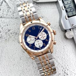 Bret mens quartz watches stopwatch calendar 43mm dial Japanese VK quartz movement 316L fine steel belt man watch
