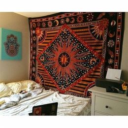 India Tarot Ouija Mandala Tapestry Hippie Macrame Wall Hanging Sun Moon Boho Decor Headboard Blanket Picnic Y200324