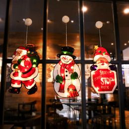 santa claus christmas light Canada - Strings Christmas Light Santa Claus Suction Cup Window Hanging Lights Decor Atmosphere Scene Festive Decorative LightsLED LEDLED LED