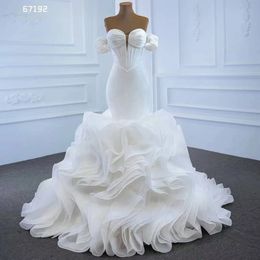 Sweep Train Wedding Dress Satin Strapless Saudi Arabia Robe De Mariee Turkish Couture Dubai Custom Made Bridal Gowns