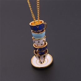 Pendant Necklaces Fashion Womens Mens Necklace Teacup Cups 2022 Long Enamel Tea Jewellery On The NeckPendant