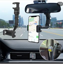 Universal Mobile Phone Holder Clip on Rearview Mirror Adjustable Stable Car Phone Bracket Multifunctional Cell-Phone Holders