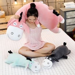 70-120cm Huge Size Cute Donkey Plush Toys Stuffed Animal Doll Soft Cartoon Bed Pillows Birthday Gift for Kids Children 220610