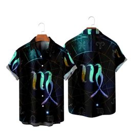 Men's Casual Shirts Men's Fashion Y2K T-Shirts Hawaiian Shirt Devil Viking Texture 3D Print Cozy Short Sleeve Beach Oversized Clothes 2M