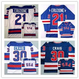 Nivip Man Retro 1980 USA Ice Hockey Jerseys 17 Jack Ocallahan 21 Mike Eruzione 30 Jim Craig Sticthed Blue White Alternate Size S-3XL