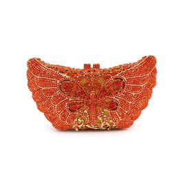 Evening Bags Women Red Gold Bag Clutch Wedding Cocktail Crystal Purse Ladies Rhinestone Chain WalletEvening