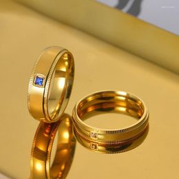 Wedding Rings Classic Couple Ring Engrave Name Simple Style Stainless Steel With Crystal Promise JewelryWedding Edwi22